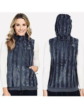 THE NORTH FACE Ink Blue Furlander Faux Fur Vest